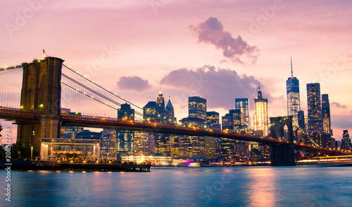 Brooklyn Bridge and Lower Manhattan in New York City