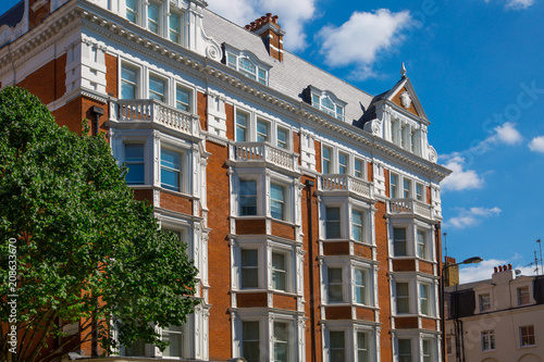 London, UK. Residential aria of Kensington and Chelsea. Cadogan gate with row of periodic buildings. Luxury property in the centre of London.