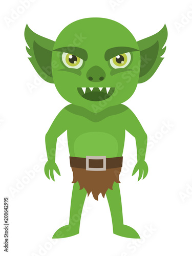 Cartoon goblin character isolated on white background