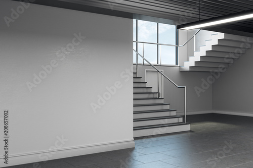 Light school hallway interior with copyspace