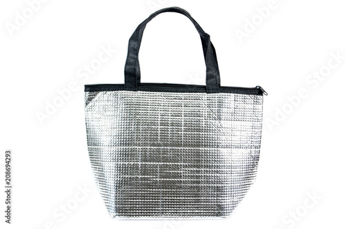 Thermal aluminum tote bag with handle isolated on white background