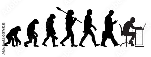 Silhouette of theory of evolution of man