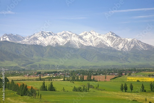 The beautiful scenic in Bishkek with the Tian Shan mountains of Kyrgyzstan