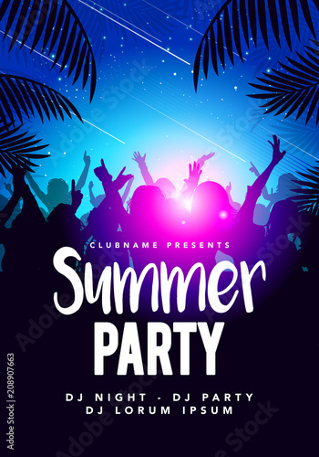 Vector illustration abstract flyer poster design summer beach party template