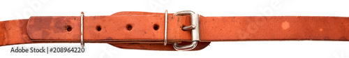 Old leather belt isolated on white background