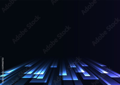 blue overlap stripe rush in dark background, bar layer backdrop, simple technology template, vector illustration