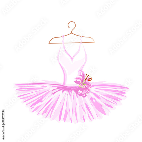 Watercolor ballet tutu on a hanger