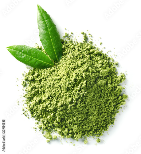 Green matcha tea powder