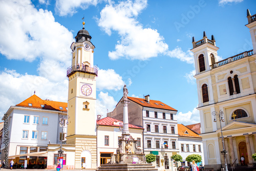 Old city center in Banska Bystrica city during the sunny weather in Slovakia