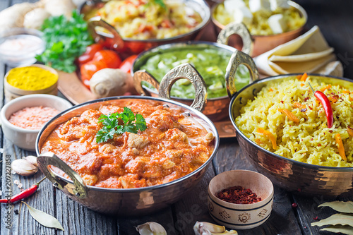 Assorted indian food