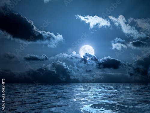 Full moon over the ocean
