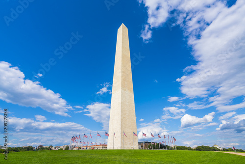 washington dc,Washington monument on sunny day with blue sky background.