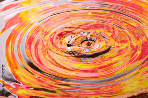 bright autumn abstraction drop falling into the water