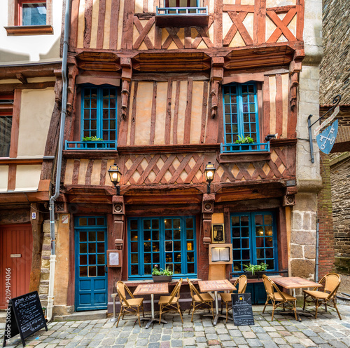 A quaint restaurant with wonky architecture in the stunning town of Rennes, Brittany