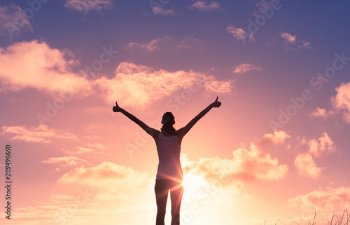 Young woman feeling positive, and happy.