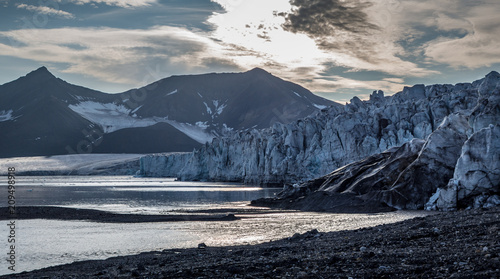 Front of glacier at dusk
