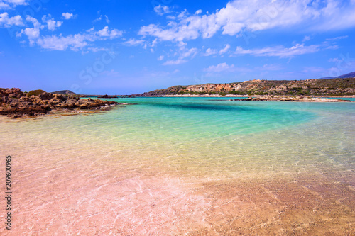 Elafonissi beach with pink sand on Crete, Greece