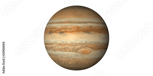 Planet jupiter in space white background