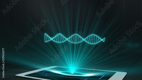 DNA projection futuristic holographic display phone tablet hologram technology