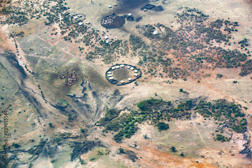 Maasai village aerial view