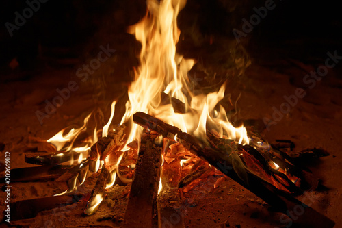 Warm and cosy fireplace. Bonfire 