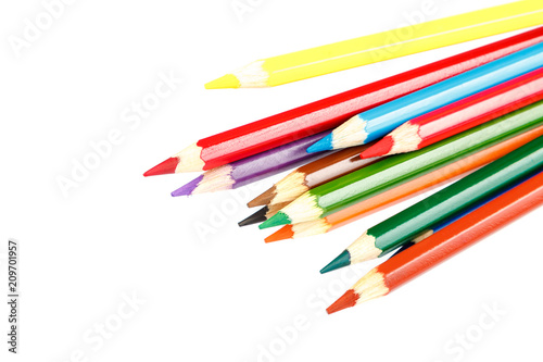 Colored pencils isolated on a white background.
