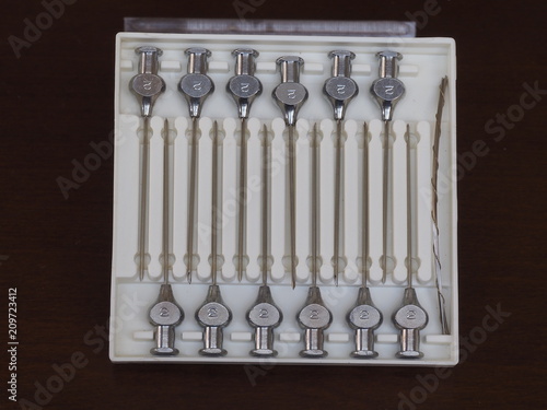 old injection needles for medicine inject inside vein