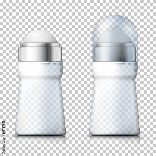 Vector 3d realistic transparent deodorant bottles