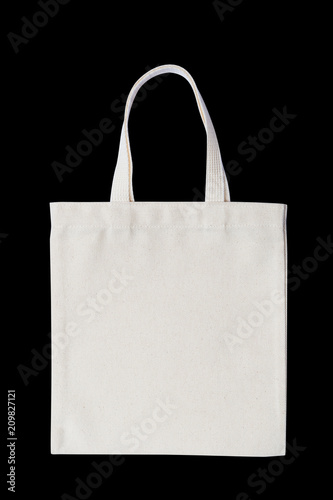 Tote bag fabric cloth shopping sack mockup isolated on black background (clipping path)