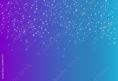 Blue global communication banner with network.