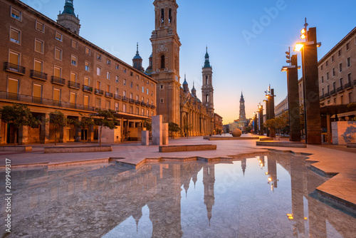 Zaragoza city in early morning light, Spain
