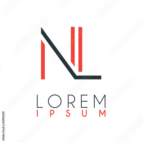 The logo between the letter N and letter L or NL with a certain distance and connected by orange and gray color