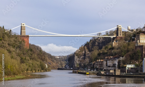 Isambard Kingdom Brunel's Clifton Suspension Bridge over the Avon Gorge, Bristol, England, UK.