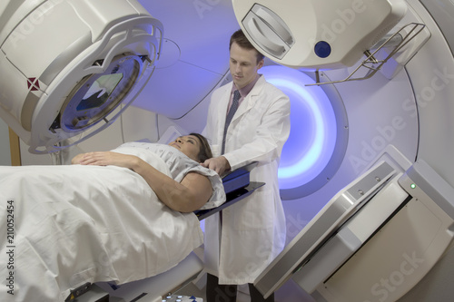 Woman Receiving Radiation Therapy Treatments for Breast Cancer