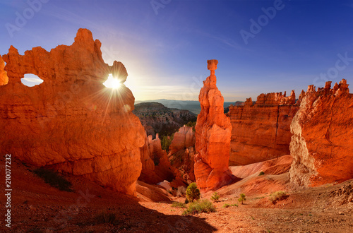 Thor's hammer in Bryce Canyon National Park in Utah USA at sunrise.