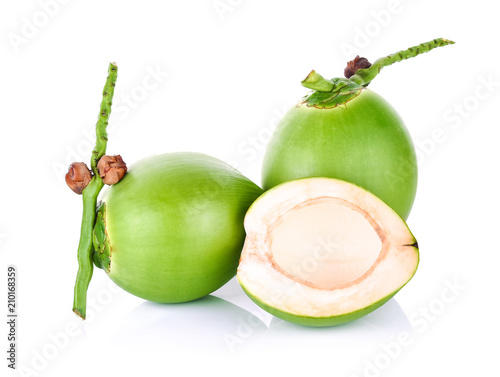 Green coconut isolated on white background