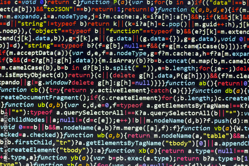 Javascript code. Computer programming source code. Abstract screen of web developer. Colorful digital technology modern background.