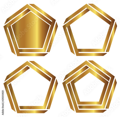 golden pentagon on white background