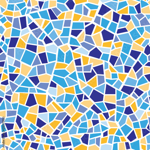 Abstract mosaic sheet seamless pattern. Geometric tile background. Ceramic fragment decorative backdrop