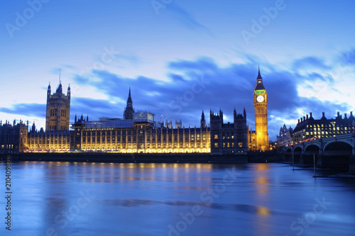 Big Ben in London city, United Kingdom. dark scene sunset