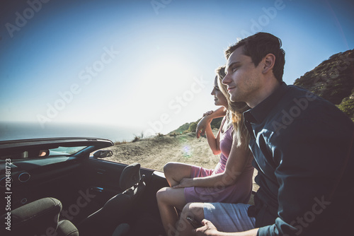 Romantic moment on the cliff in Malibu