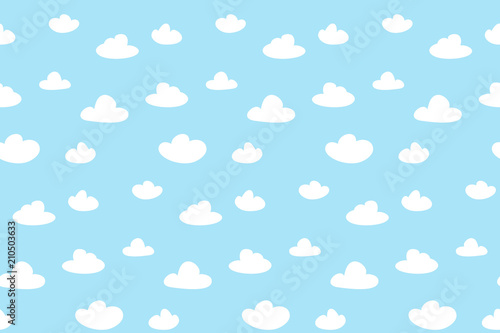 Cartoon clouds background blue sky seamless pattern