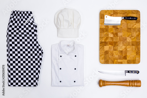 Chef whites flat lay