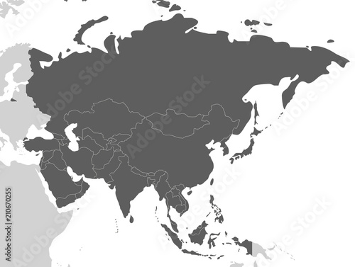 Political blank Asia Map vector illustration isolated on white background. Editable and clearly labeled layers.