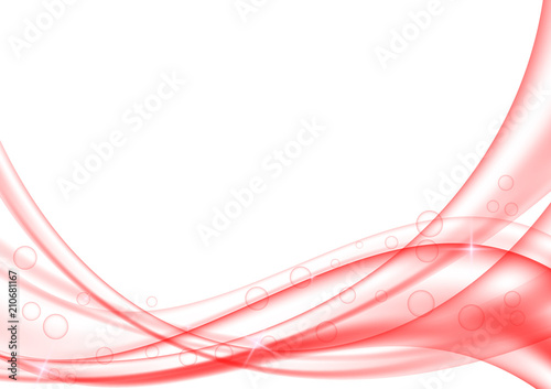 Red abstract wave transparent background. Vector illustration for your business