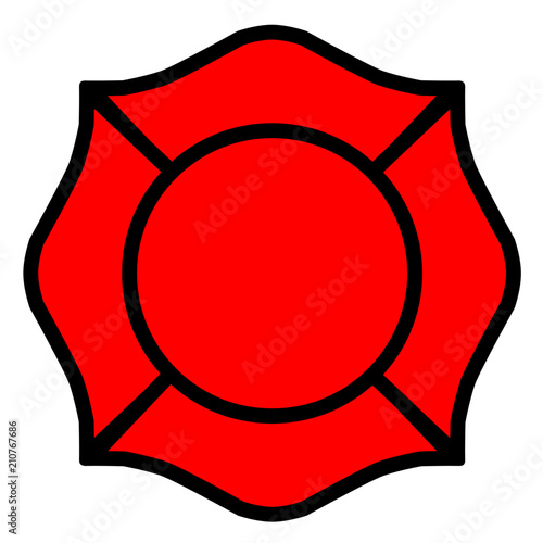 Firefighter Emblem St Florian Maltese Cross Black Outline