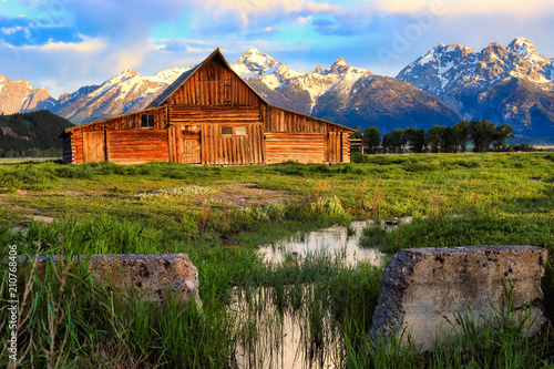 Mormon row with the Grand Tetons in the background is one of the most popular destinations in Jackson Hole Wyoming.