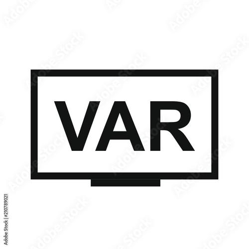 VAR, Video Assistant Referee symbol for soccer or football match on screen or TV. Vector Illustration.