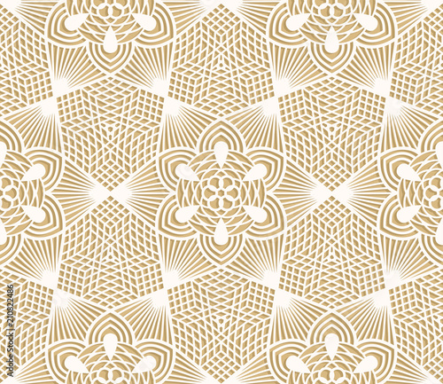 Seamless lace pattern on beige background