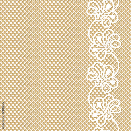 Flower lace border on beige background